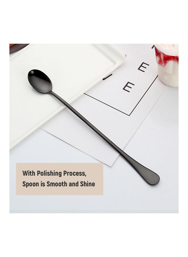 9-inch Iced Tea Spoon Stainless Steel Long Handle Milkshake Coffee Stirring Titanium Plating Black 24*2.6*3.5cm - Image 3